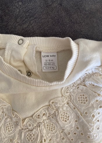 LC Waikiki Kız Çocuk Beyaz Dantel Detaylı Sweatshirt