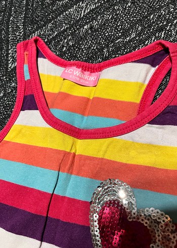 Kızlar için renkli çizgili askısız tişört - Görsel 5