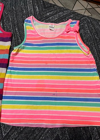 Kızlar için renkli çizgili askısız tişört - Görsel 7