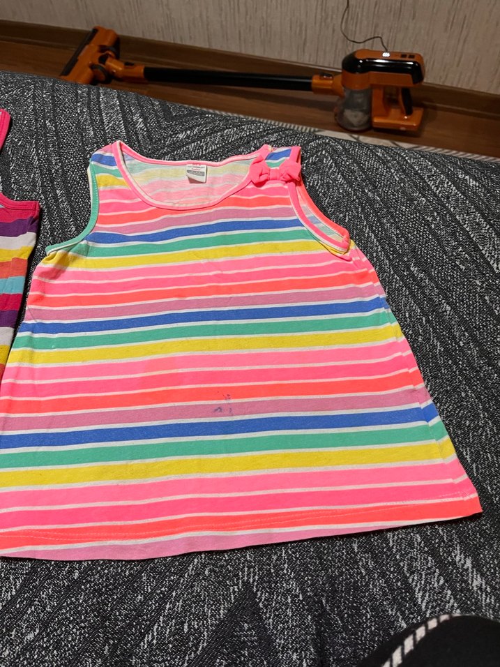 Kızlar için renkli çizgili askısız tişört - Görsel 3