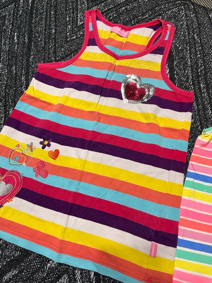 Kızlar için renkli çizgili askısız tişört - Görsel 4