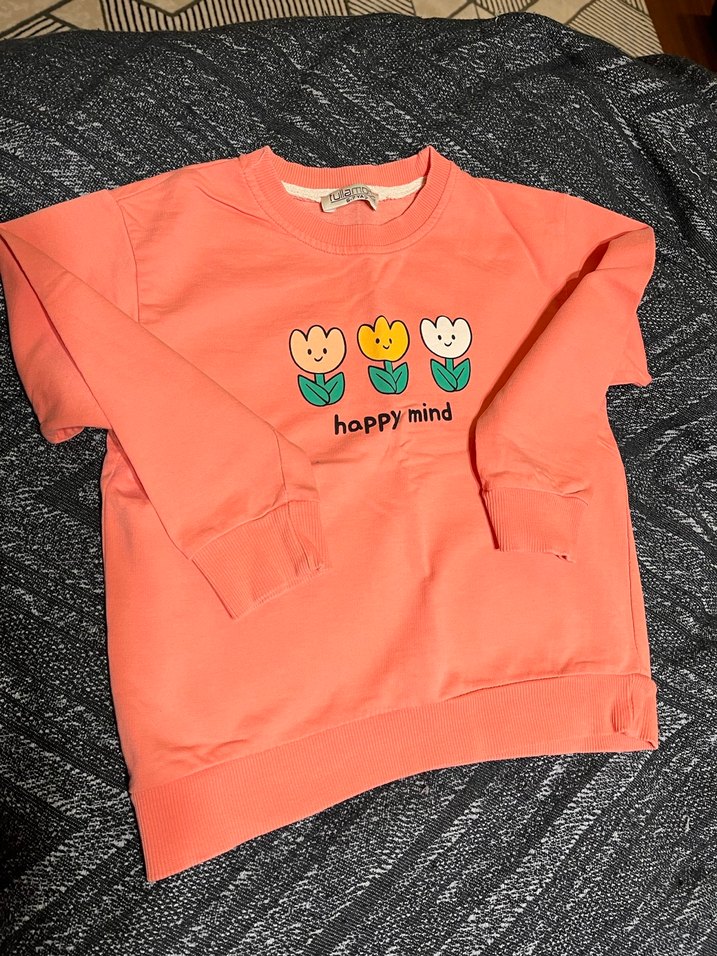 Rahat Kesim Pembe Baskılı Kız Sweatshirt - Görsel 2