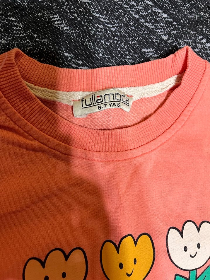 Rahat Kesim Pembe Baskılı Kız Sweatshirt - Görsel 3