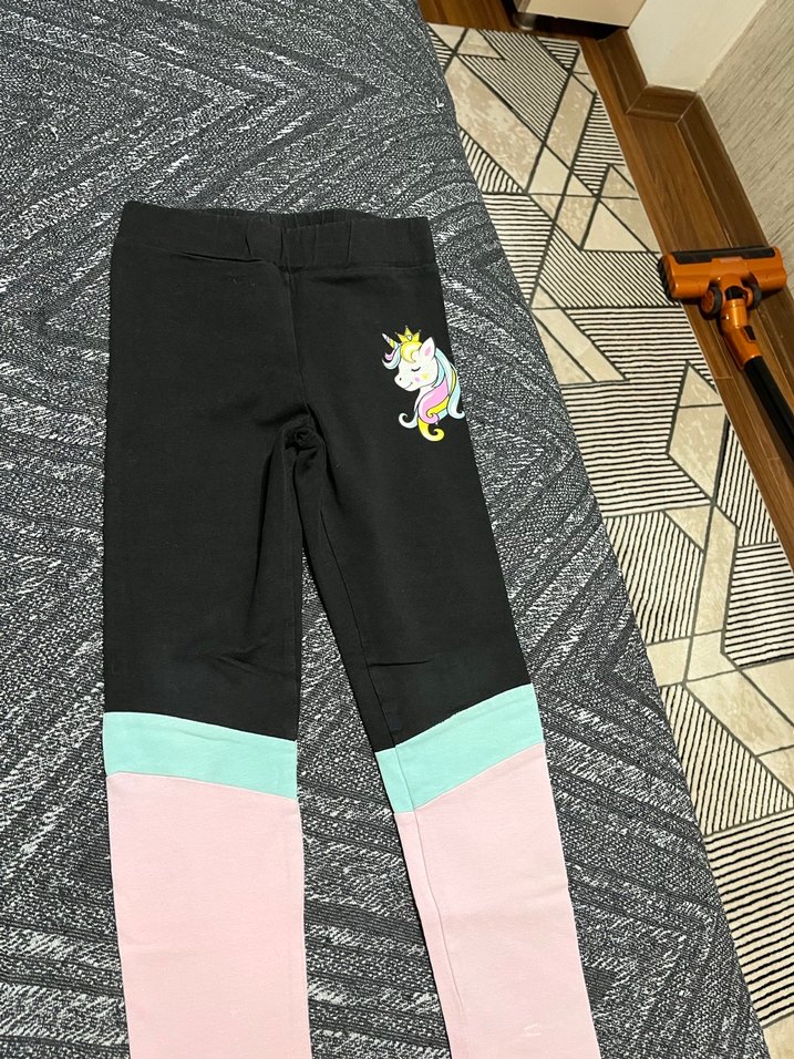 Kız Çocuk Unicorn Baskılı Renkli Tayt - Görsel 2