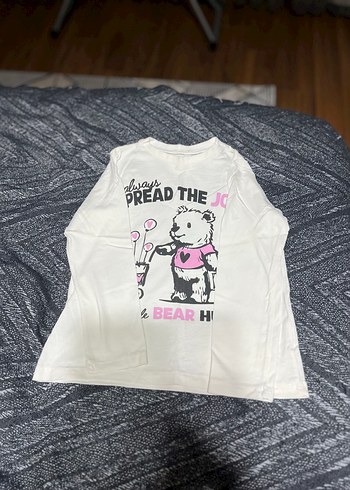 Beyaz Baskılı Uzun Kollu Kız Tişörtü - Görsel 2