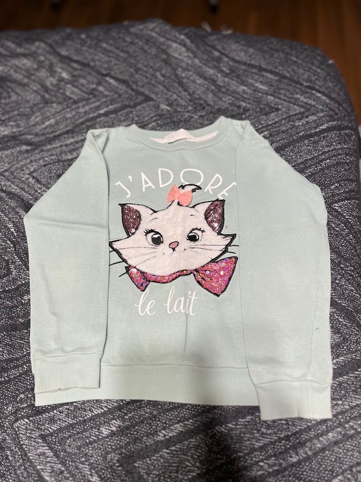 Kız Çocuk Gri Peluş Detaylı Sweatshirt - Görsel 3