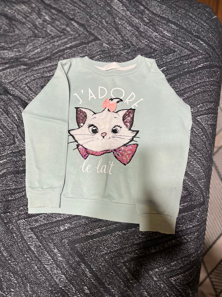 Kız Çocuk Gri Peluş Detaylı Sweatshirt - Görsel 2