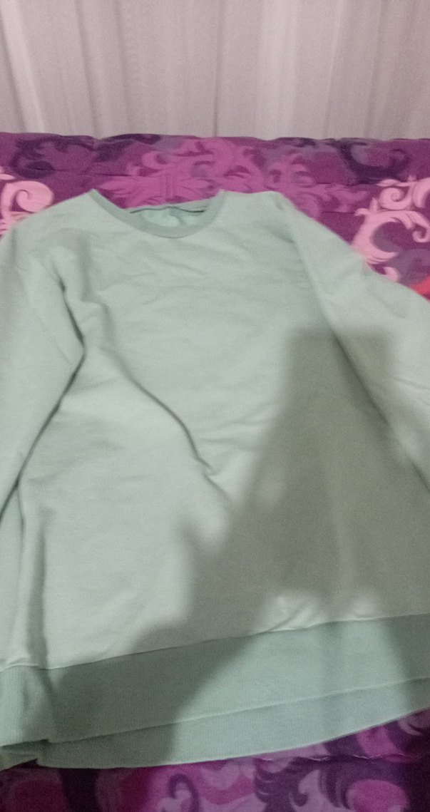 Su yeşili Kadın Uzun Kollu Salaş Sweatshirt - Görsel 2