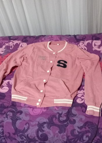 Düğmeli Pembe Kız ceket