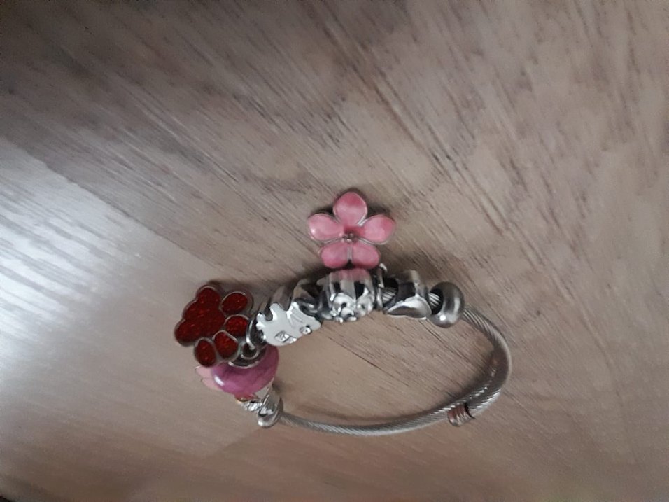 Pembe Çiçekli Boncuklu Kadın Bileklik - Görsel 3