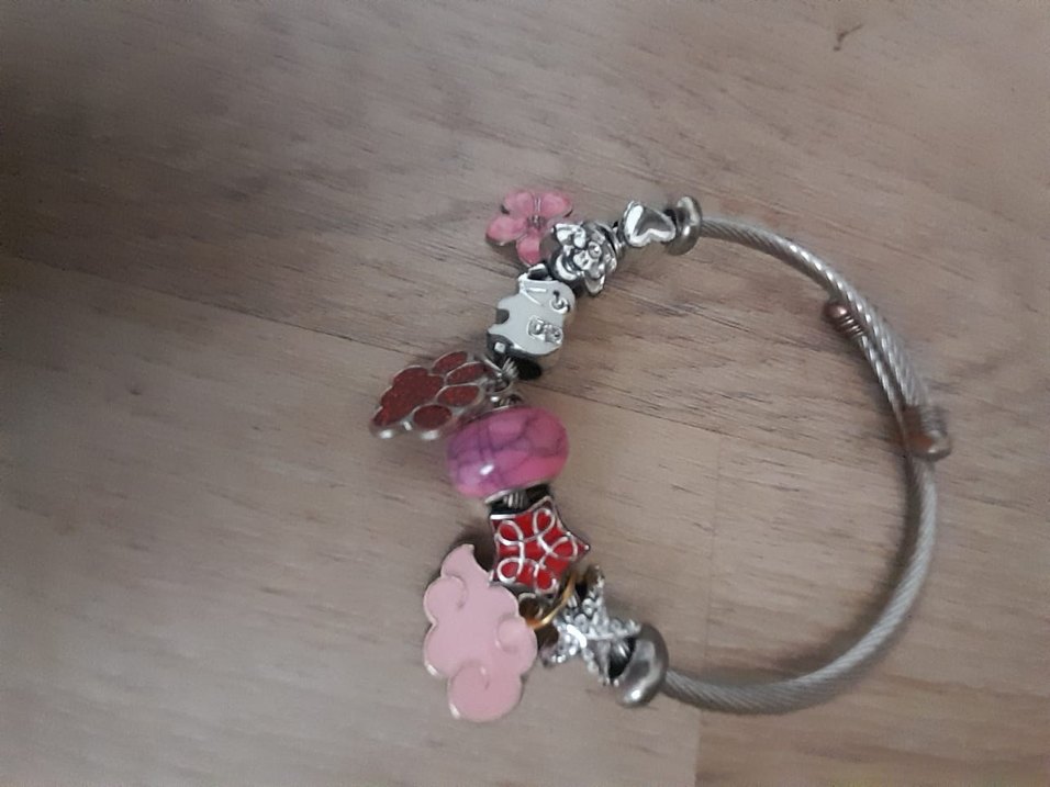 Pembe Çiçekli Boncuklu Kadın Bileklik - Görsel 4