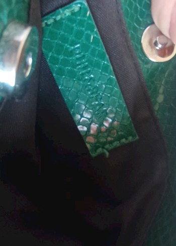 Yeşil Yılan Derisi Desenli Kadın Deri Çanta - Görsel 6