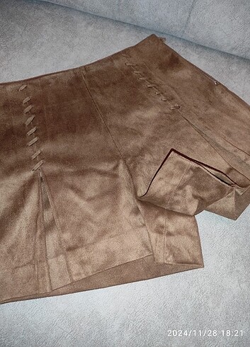xs Beden camel Renk Mango suni süet taba mini şort 