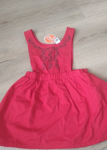 Nakışlı Kırmızı Kız Çocuk Elbisesi - Görsel 6