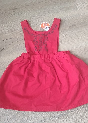 Nakışlı Kırmızı Kız Çocuk Elbisesi - Görsel 5