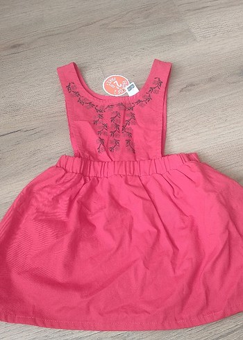 Nakışlı Kırmızı Kız Çocuk Elbisesi - Görsel 7