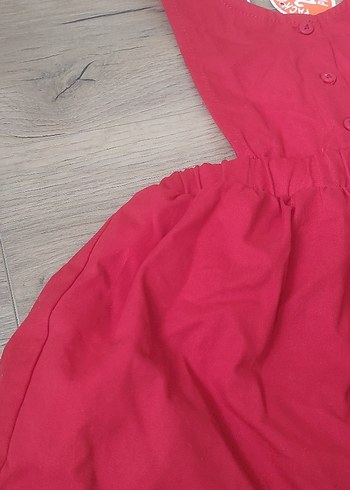 Nakışlı Kırmızı Kız Çocuk Elbisesi - Görsel 14