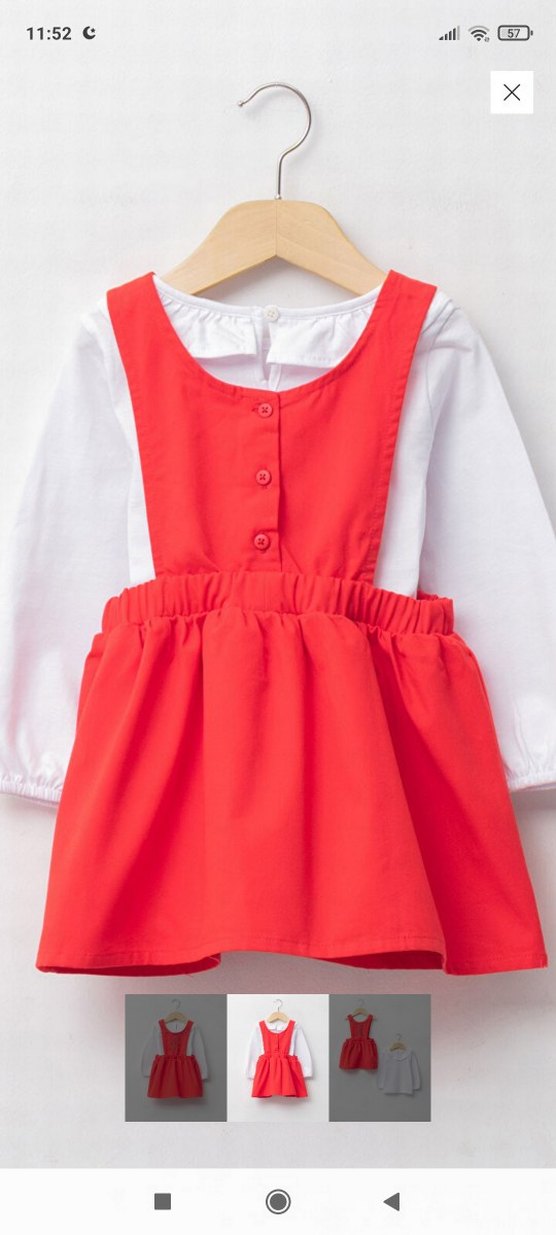 Nakışlı Kırmızı Kız Çocuk Elbisesi - Görsel 2