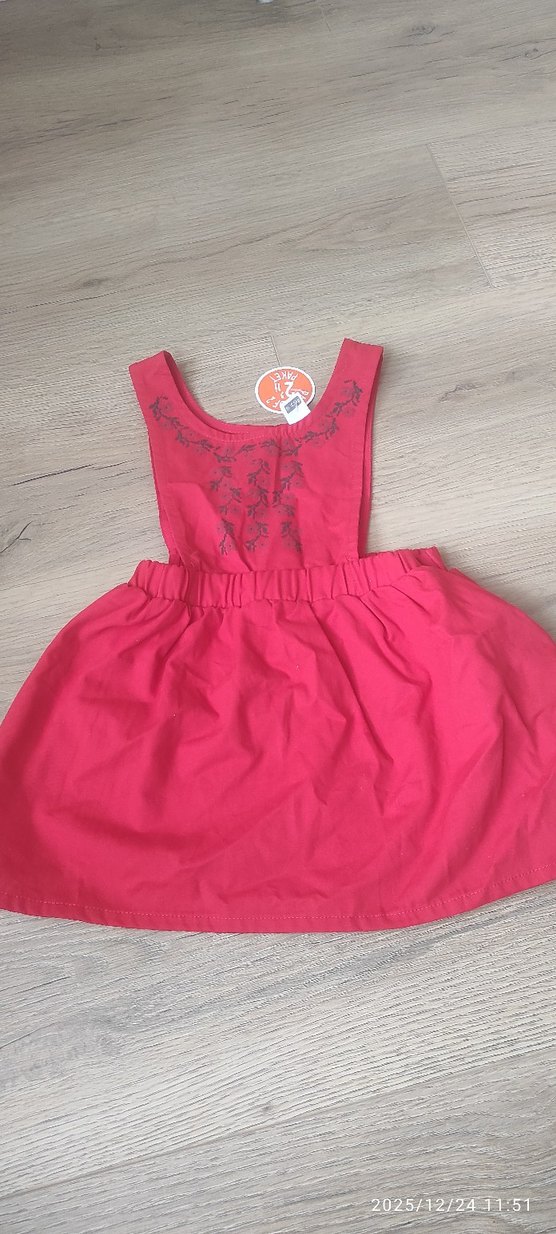 Nakışlı Kırmızı Kız Çocuk Elbisesi - Görsel 5