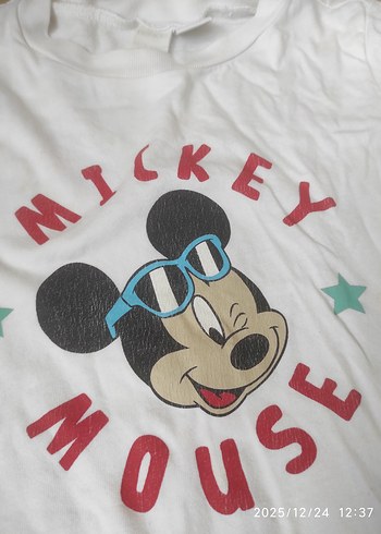 Disney Beyaz Mickey Mouse Baskılı Kız Tişörtü - Görsel 6