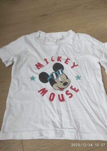Disney Beyaz Mickey Mouse Baskılı Kız Tişörtü - Görsel 2