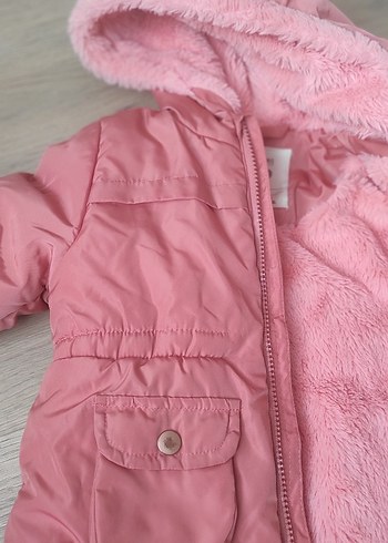 LCW Baby Kapüşonlu Pembe Kız Bebek Mont - Görsel 13