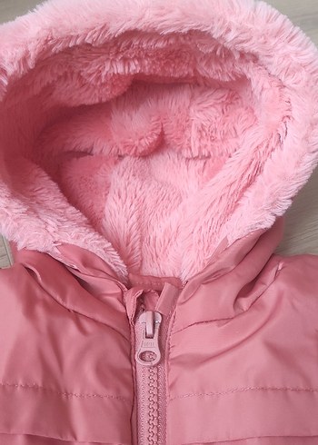 LCW Baby Kapüşonlu Pembe Kız Bebek Mont - Görsel 7