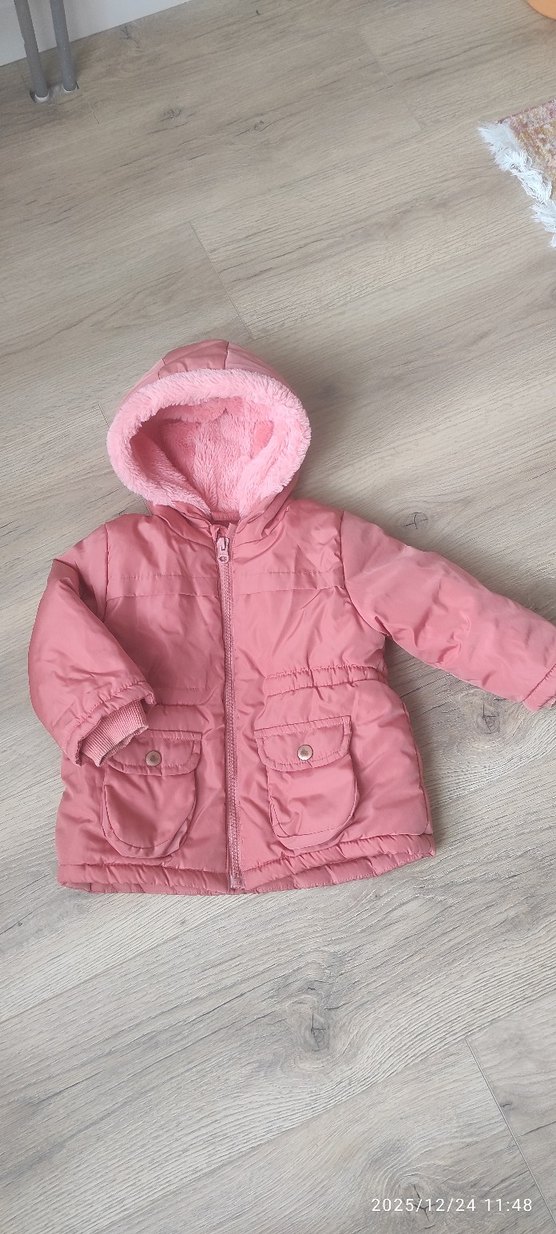 LCW Baby Kapüşonlu Pembe Kız Bebek Mont - Görsel 4