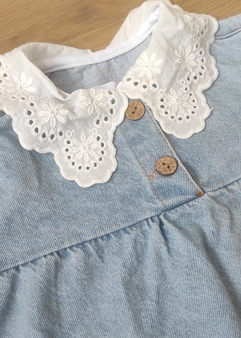 zara Düğmeli Kot Kumaşlı Kız Elbise - Görsel 5