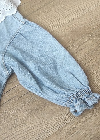 zara Düğmeli Kot Kumaşlı Kız Elbise - Görsel 9