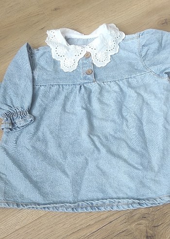 zara Düğmeli Kot Kumaşlı Kız Elbise - Görsel 2