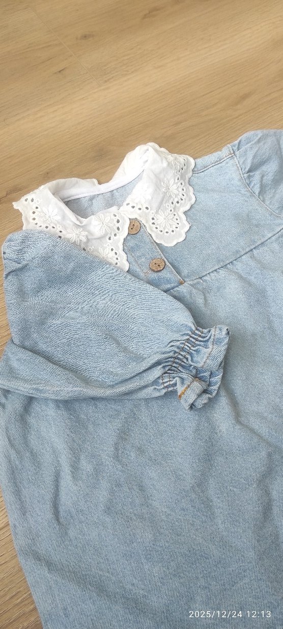 zara Düğmeli Kot Kumaşlı Kız Elbise - Görsel 4