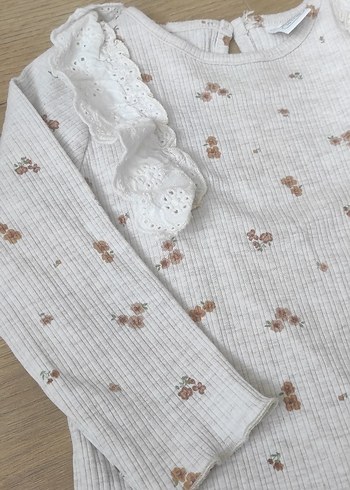 Krem kahve çiçek Desenli Dantelli Bebek Takımı - Görsel 10