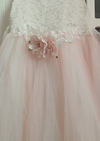 Dantel Detaylı Pembe Kız Çocuk Elbise - Görsel 2