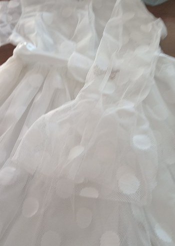 Beyaz Kız Çocuk Fırfırlı Elbise - Görsel 4
