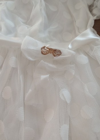 Beyaz Kız Çocuk Fırfırlı Elbise - Görsel 2