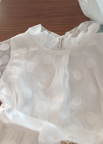 Beyaz Kız Çocuk Fırfırlı Elbise - Görsel 3