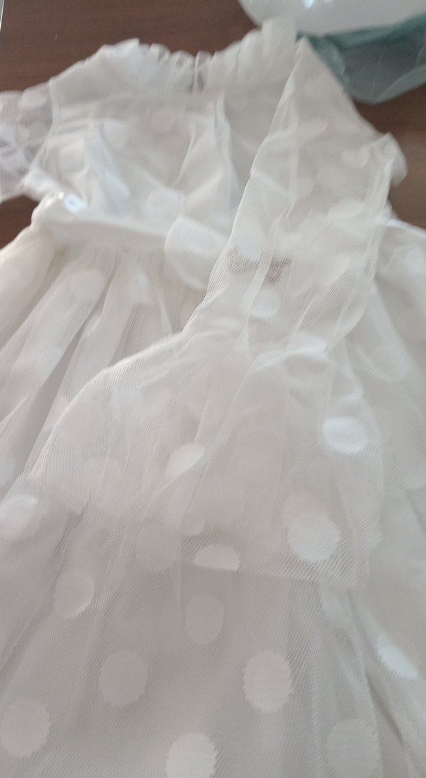 Beyaz Kız Çocuk Fırfırlı Elbise - Görsel 4