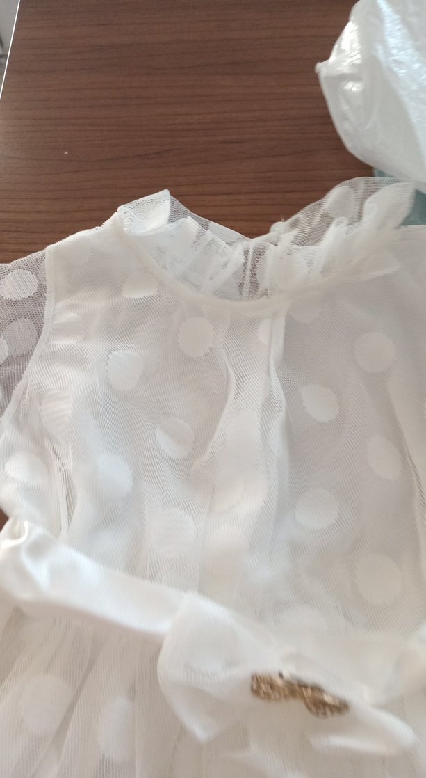 Beyaz Kız Çocuk Fırfırlı Elbise - Görsel 3