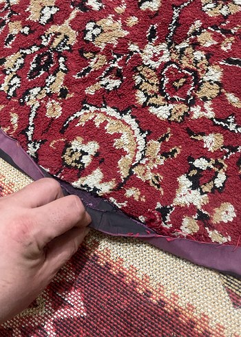 Pamuk taban ısparta makine yün / akrilik iplikli vintage - Görsel 5