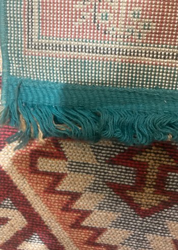 Koyu Turkuaz kayseri 19701990 makine dokuma vintage - Görsel 4
