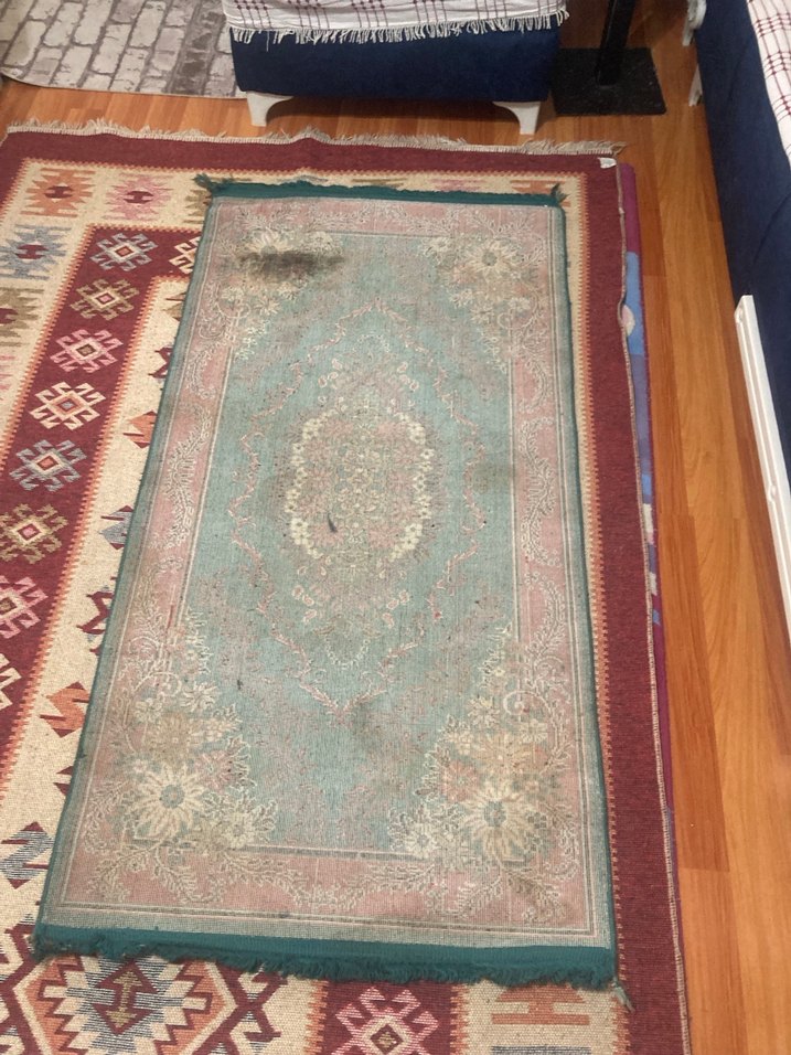 Koyu Turkuaz kayseri 19701990 makine dokuma vintage - Görsel 2