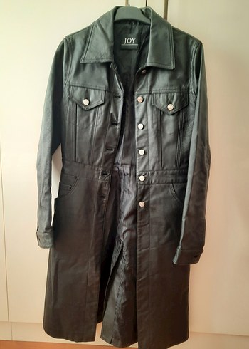 hakiki deri uzun ceket mont - Görsel 2