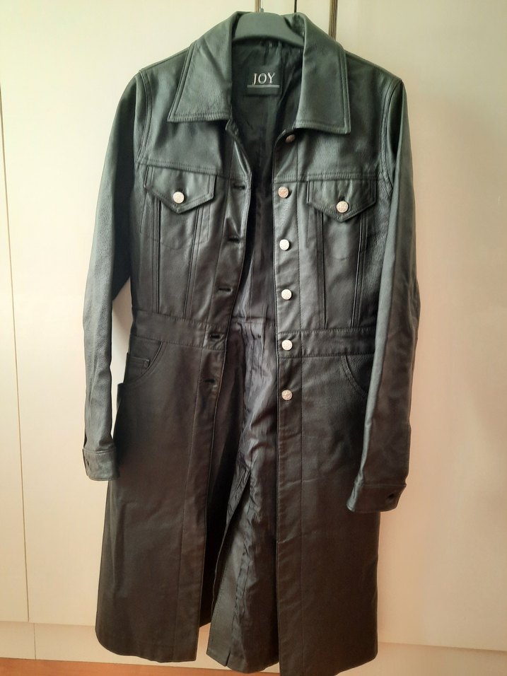 hakiki deri uzun ceket mont - Görsel 2