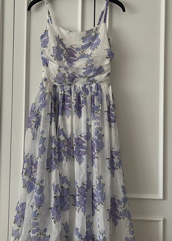 Lila Çiçekli Bohem Elbise - Görsel 2