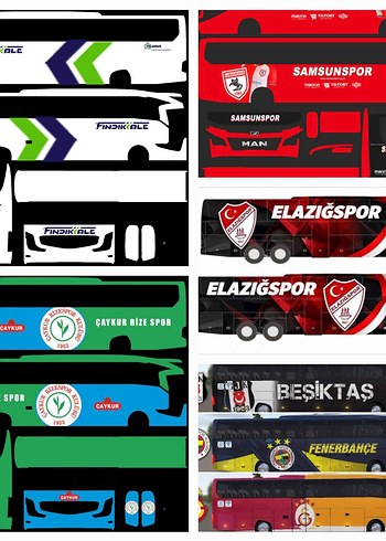 Çok Renkli Futbol Takımı Otobüs Model Kiti