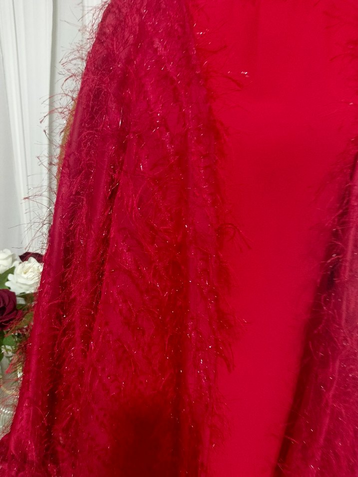 Bordo Uzun Kollu Bohem Kadın Elbise - Görsel 3