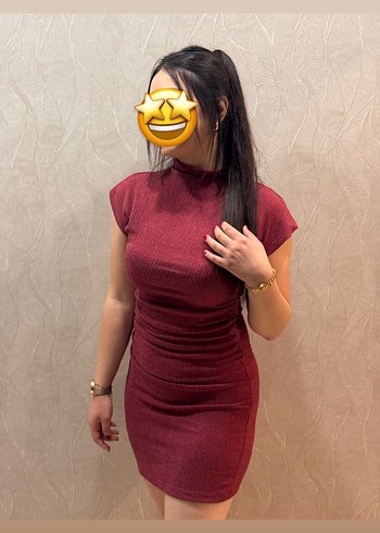Bordo Yılan Desenli Mini Elbise