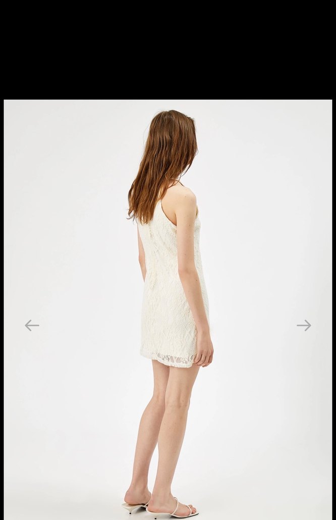 Dantel Detaylı Beyaz Kolsuz Midi Elbise - Görsel 3