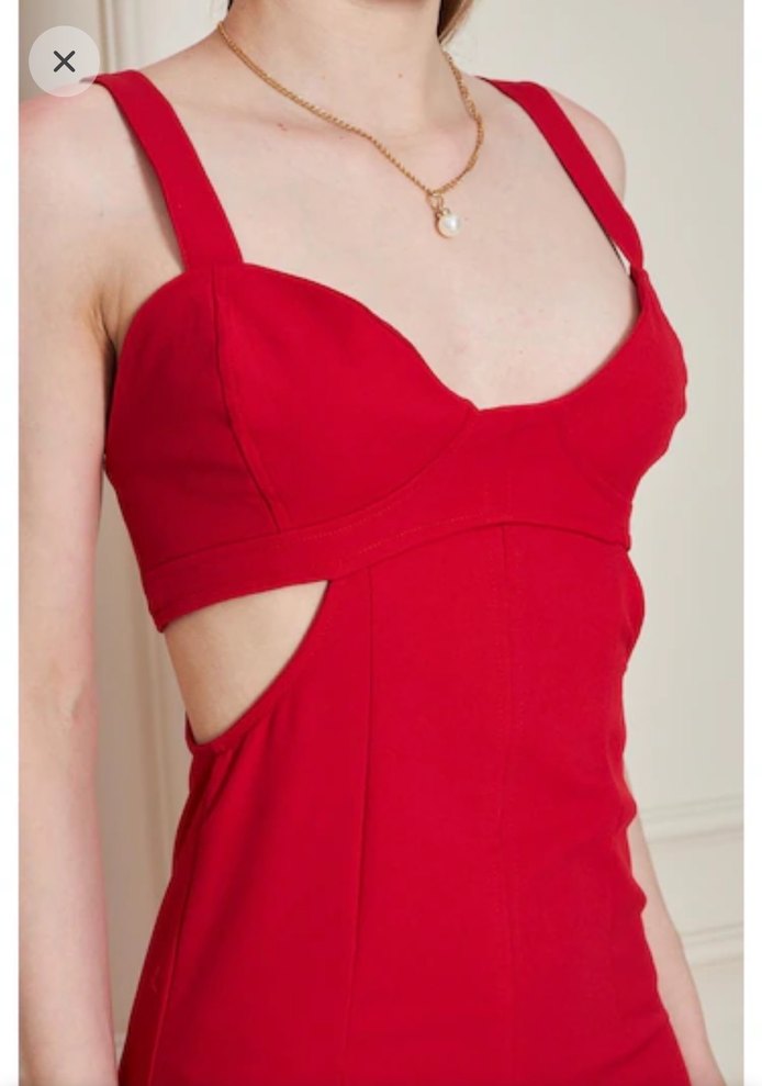 Kırmızı Uzun Kesim V Yaka Kalem Elbise - Görsel 3